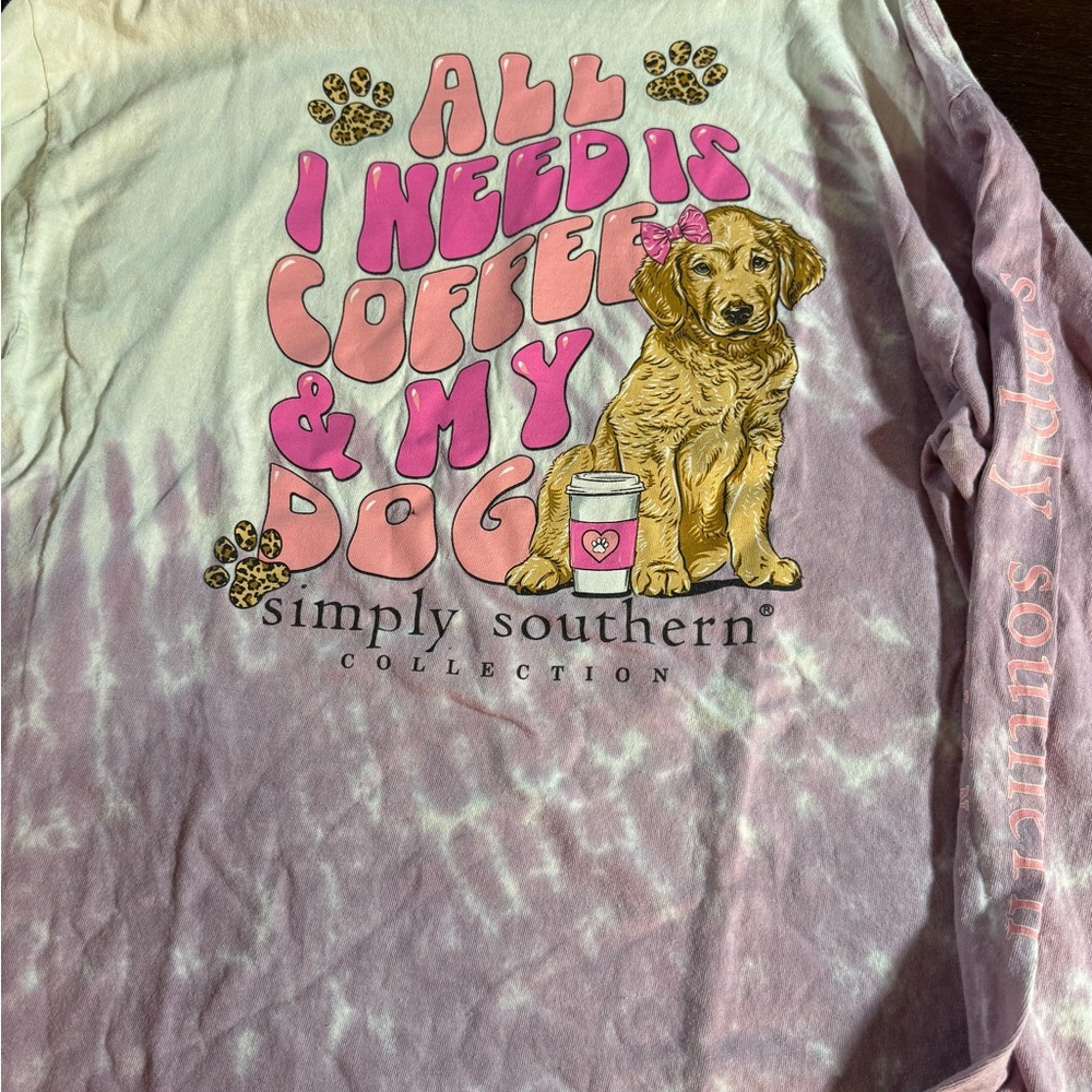 Simply Southern Coffee & Dog Long Sleeve Tee - Pink and Purple